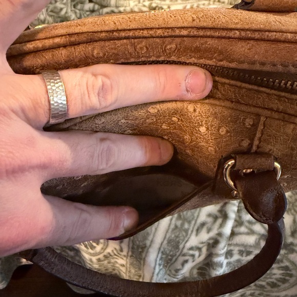 Michael Kors Distressed Ostrich Embossed Leather Satchel - Picture 7 of 13